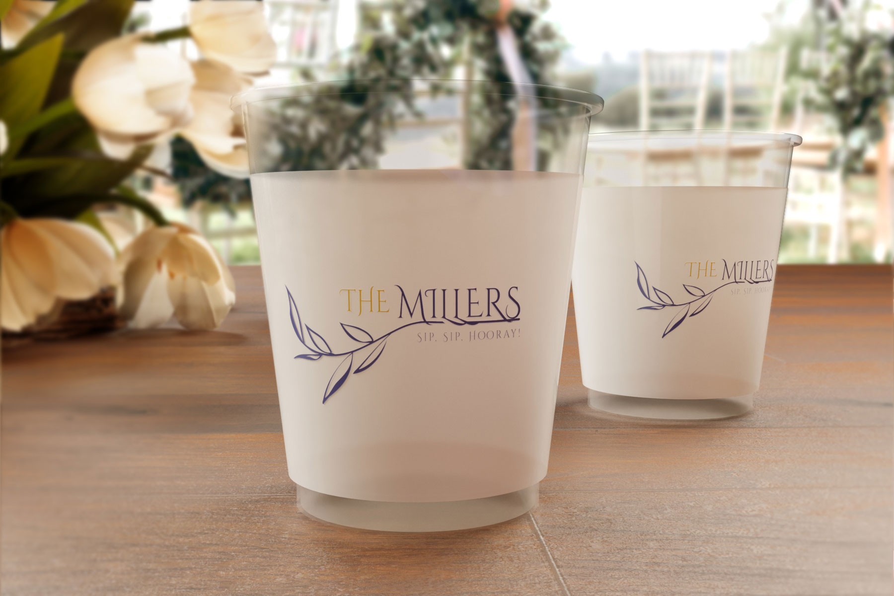 Custom Printed Frosted Plastic Wedding Cups